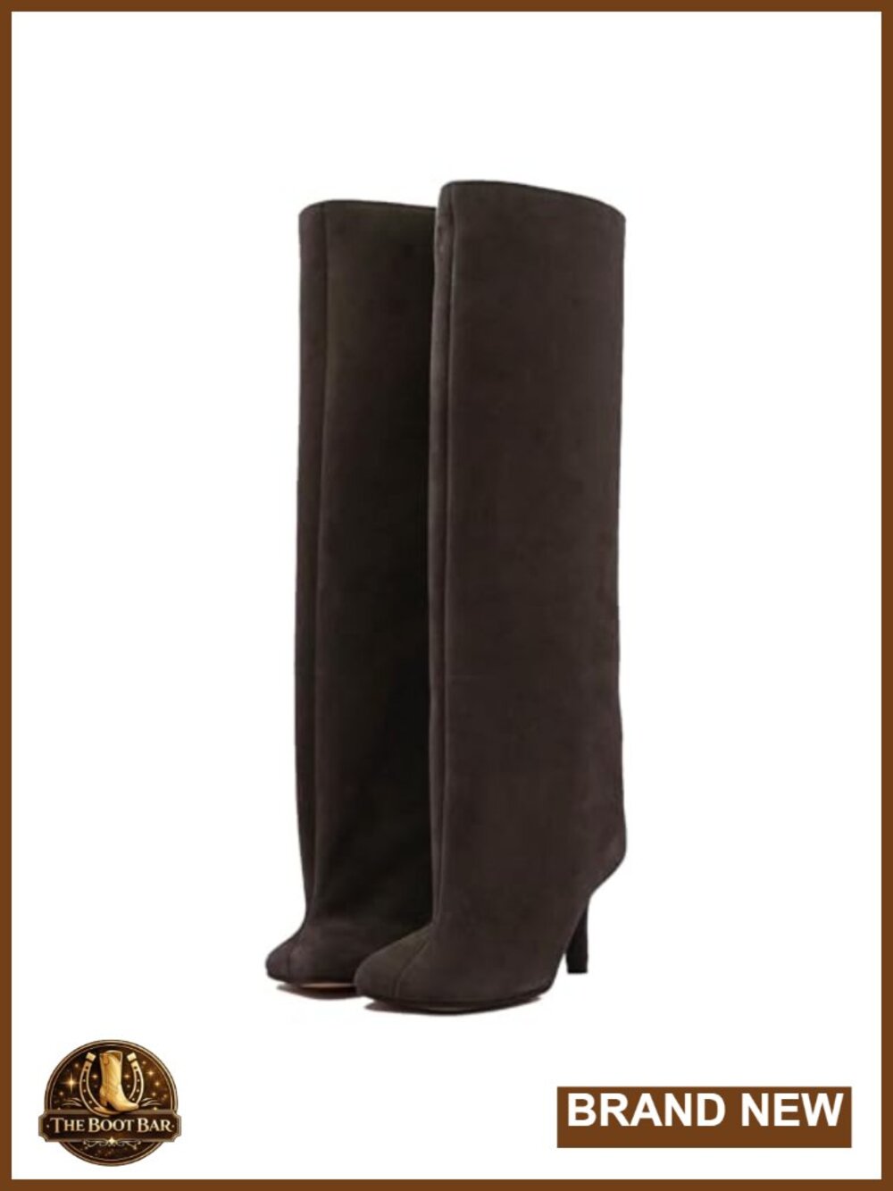 Knee High Boots Square Toe Kitten Heel Pull On Tall Faux Suede